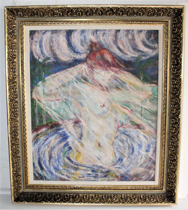 CARLOS ENRIQUEZ 1900-1957 OIL PAINTING ON CANVAS SIGNED 1953 CUBAN MASTER ARTIST