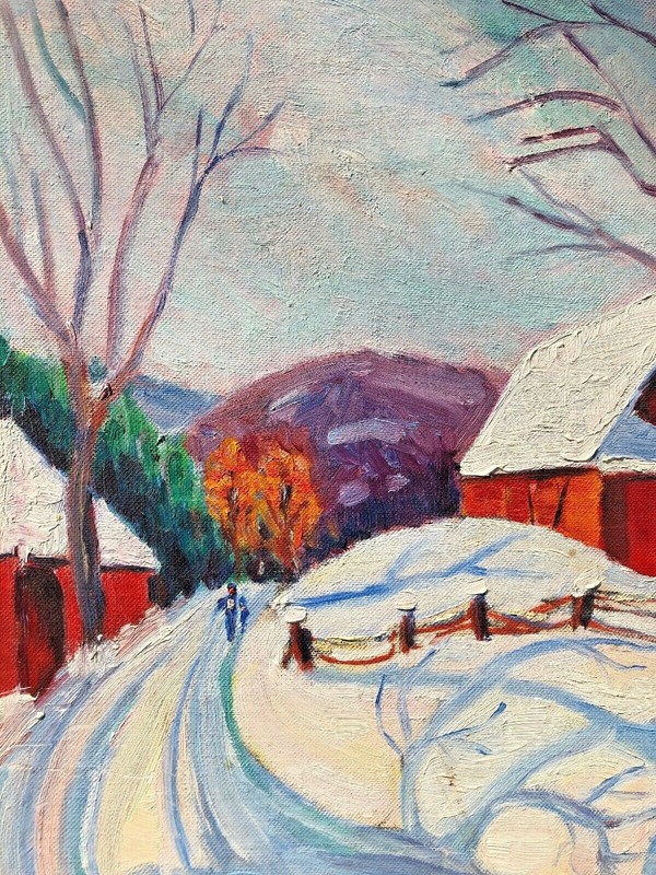 Original Oil Painting Winter Vermont Farm Signed Rockport Massachusetts artist