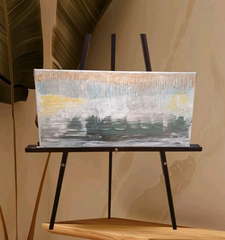 Modern Serene Shades of Grey (See Vid) Abstract Acrylic Painting Canvas 10×20
