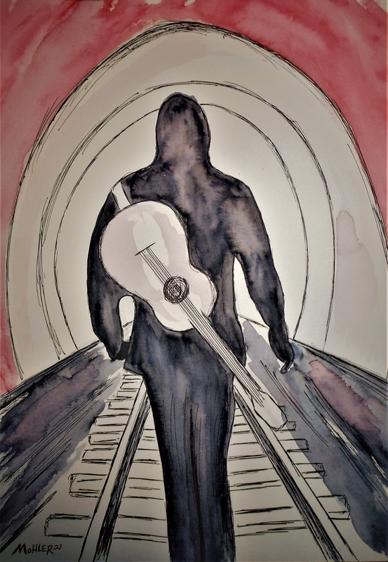 Johnny Cash Art «Brought to the light» original acrylic on hard paper