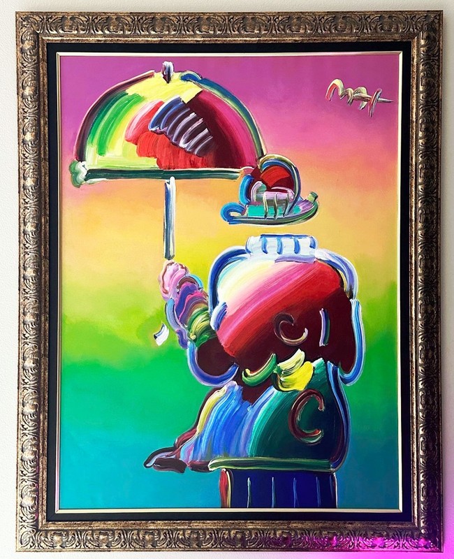 PETER MAX – UMBRELLA MAN – 48″ x 36″ ACRYLIC ON CANVAS – 2003
