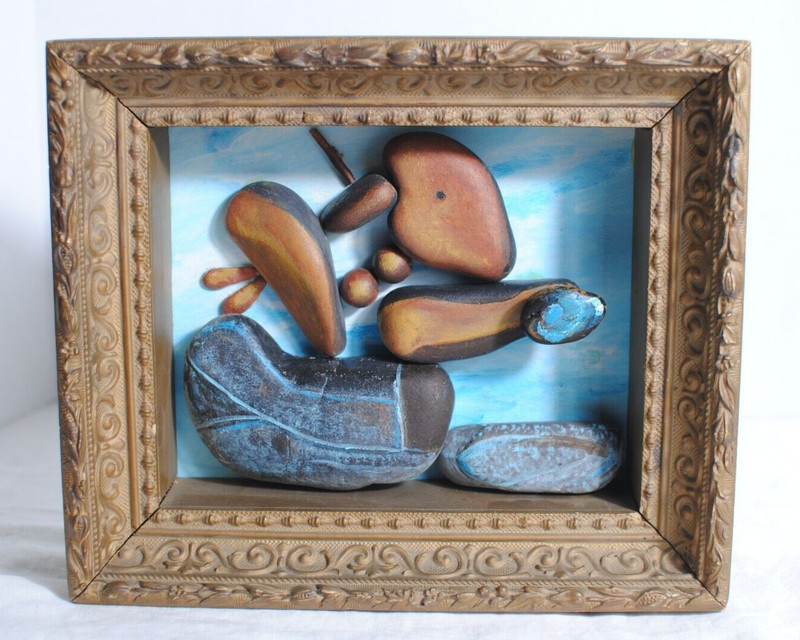 Pablo Picassco – Young Girl Throwing a Rock Shadow Box Rock Art by Leean Swanson