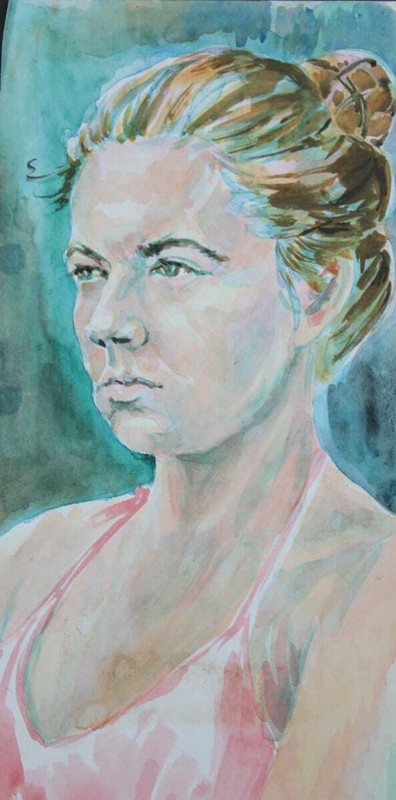 Helmet Magold (1910 – 1989) – Woman Bust Watercolor