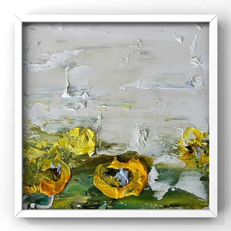 Holland Michigan Sunflowers Field Abstract Oil Painting Lake Cottage Wall Art 4”