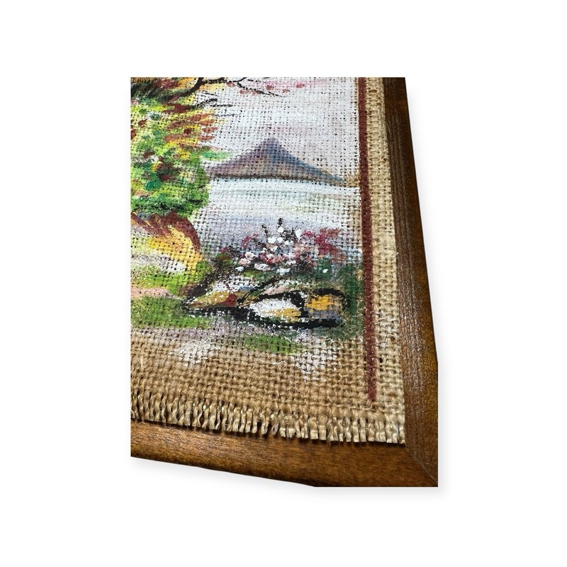 SET VTG HAND PAINTED OIL CANVAS WALL TAPESTRY PAINTING SET MCM COUNTRY FOLK ART gallery