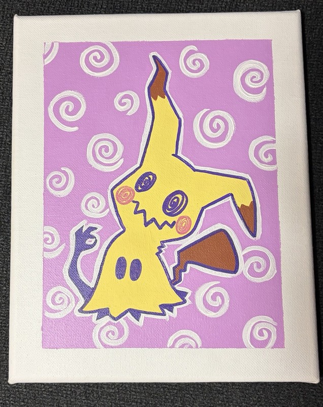 Original Art 8×10 Canvas Mimikyu Pokemon Can Art Hand Painted Acrylic Ooak