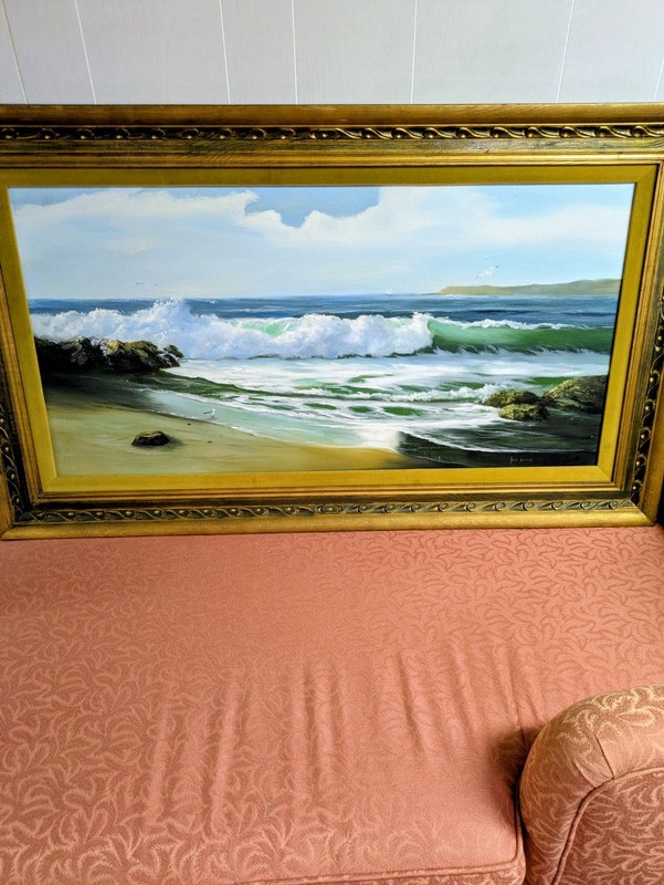 Original Jack Morris Seaside Painting With Frame Circa 1970’s 48 X 29