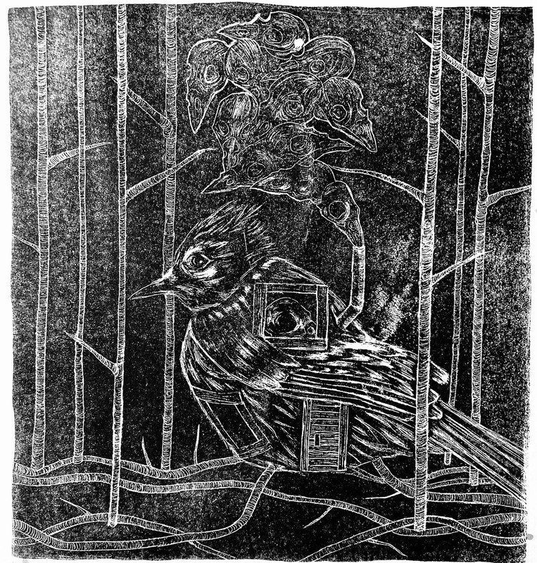 Crow Bird-House Art 15x11" Forrest Home Black Raven Surrealism Nature Steampunk gallery
