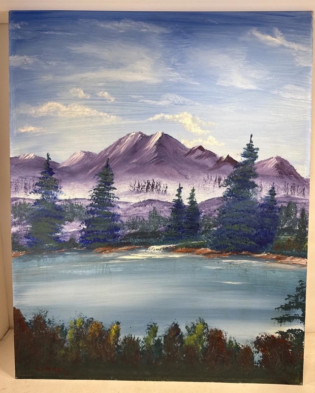 Vintage “Purple Mountains” Landscape Painting Art Signed Ed Lindsey
