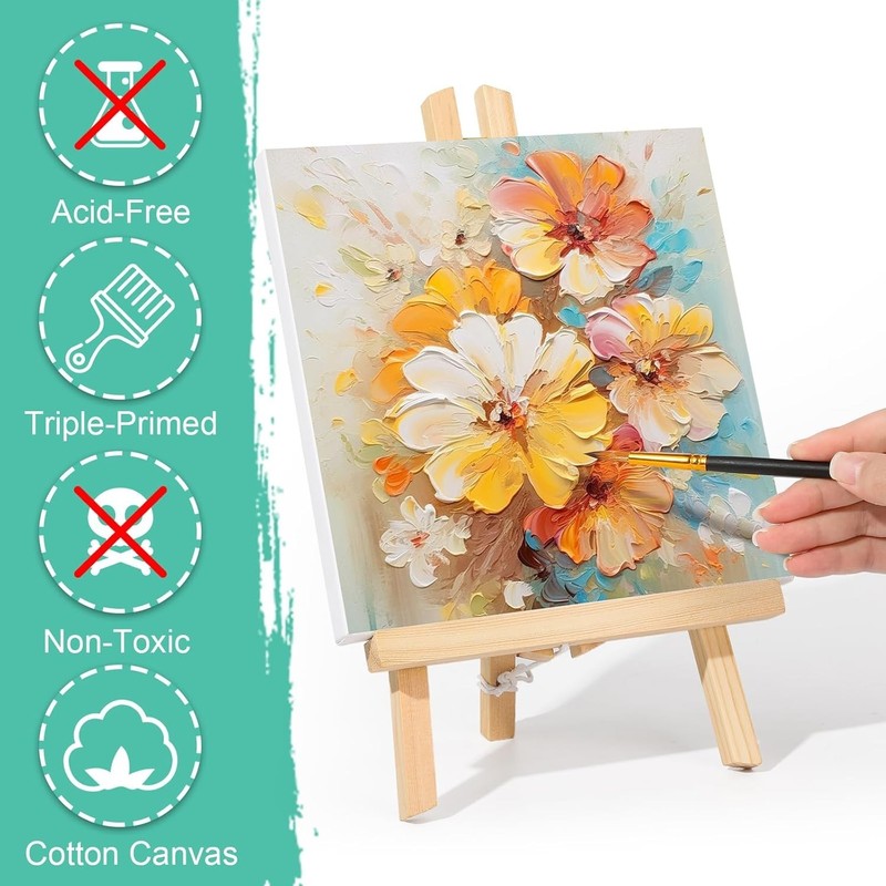 8x8 Stretched Canvas Set - 6 Pack for Oil, Acrylic & Watercolor gallery