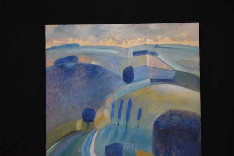 Original Vitali Abstract Landscape Oil Painting Signed 27×27