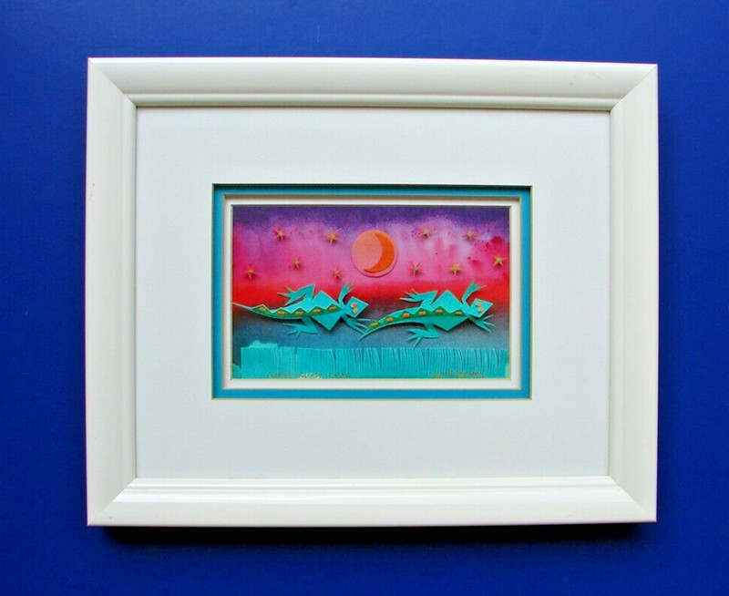 Beth Appleton Florida Fantasy 3D Art Cut & Watercolor Lizards 1992 One Of A Kind