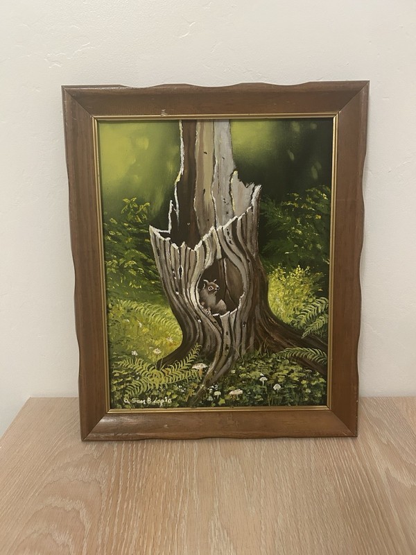vintage oil painting framed Wildlife