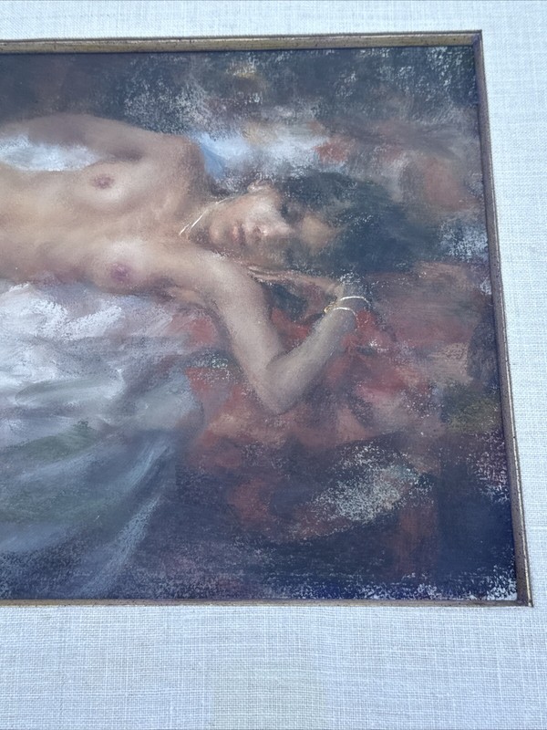 RAMON KELLEY DRAWING NUDE WOMAN PRETTY FEMALE MODEL LISTED FAMOUS PASTEL 18" gallery
