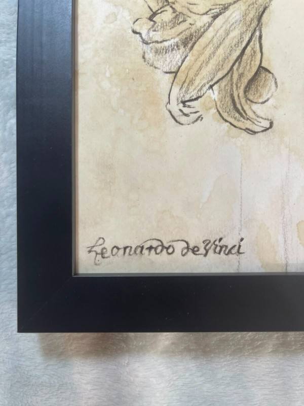 LEONARDO DA VINCI drawing framed on sealed and signed wood gallery