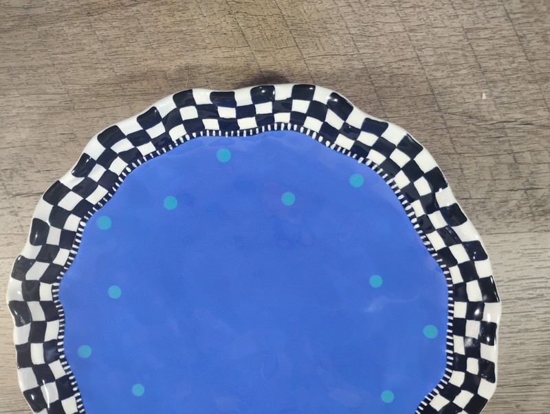 3 Judie Bomberger Beautiful 8 Inch Whimsical Salad Plates 1 Yellow And 2 Blue gallery