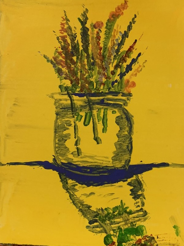 Original Artwork Painting Yellow Flowers Vase Rose ACEO Handmade Signed Artist gallery