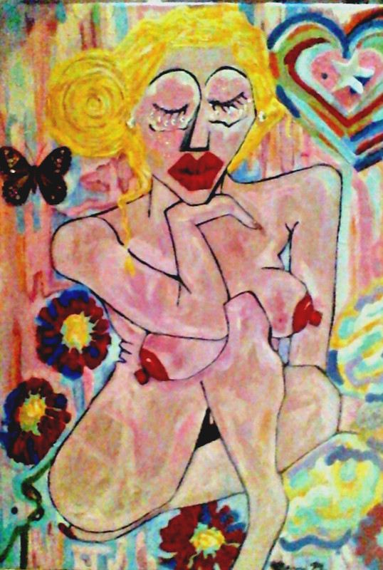 Original painting Nude Woman modern impressionist art 18x24x1 large by pb