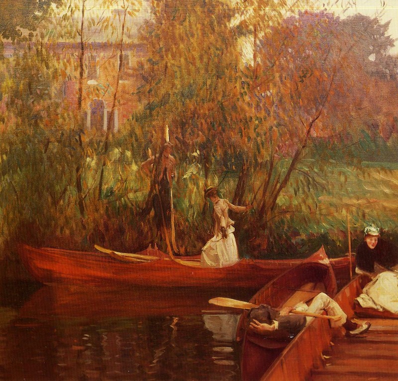 Oil painting A-Boating-Party-John-Singer-Sargent Casual people in the landscape