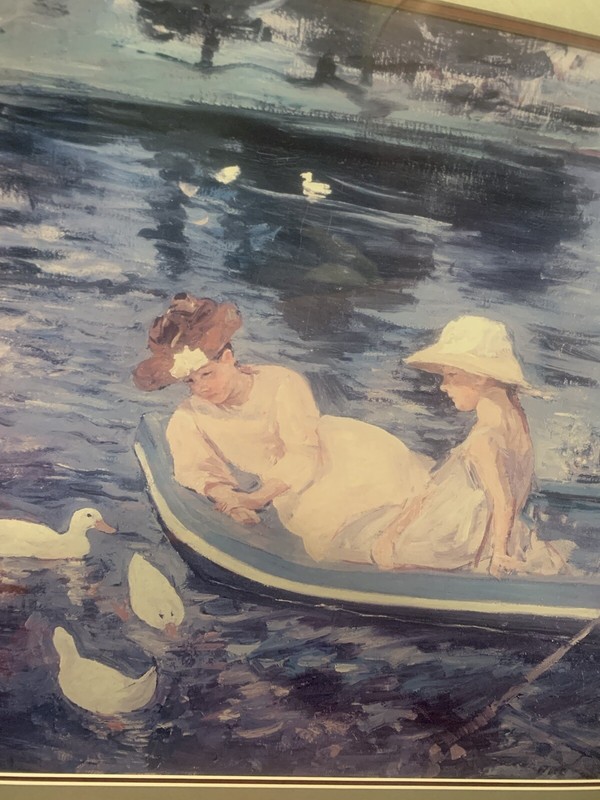 Wood Framed Matted SUMMERTIME by Mary Cassatt Art Print (17x28 in 26x31 Frame) gallery