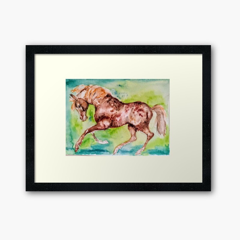 Equestrian horse running art,Original watercolor painting,equine equestrian gallery
