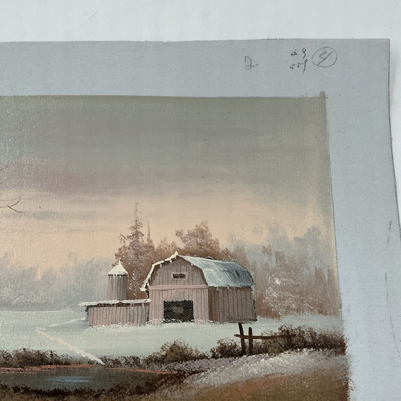 Certified Authentic VTG Signed D. Benton Oil On Canvas Farm Painting: Unframed gallery