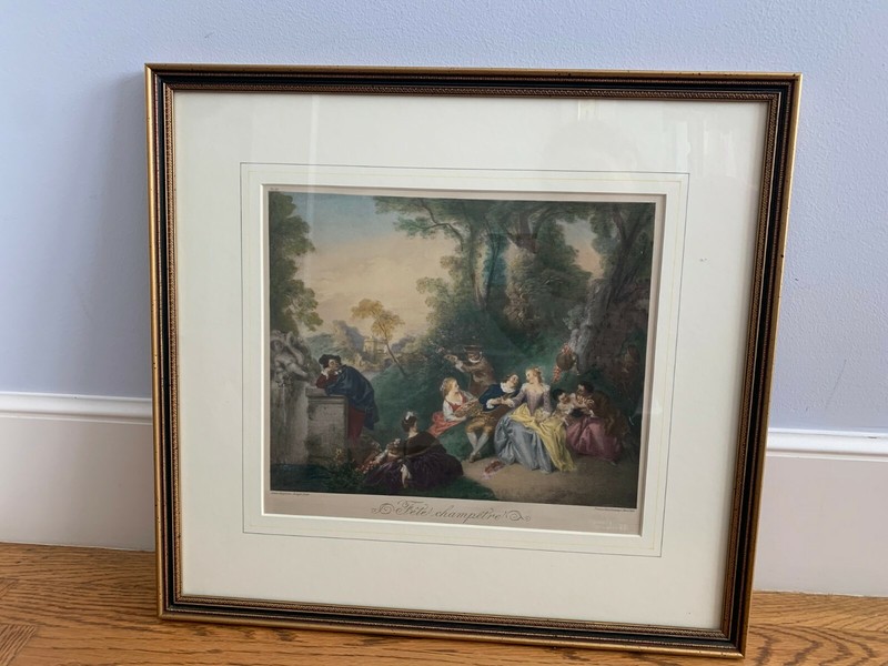 Vintange Fete Champetre Franz Hanfstaengl Jean Baptiste Pater Framed Print