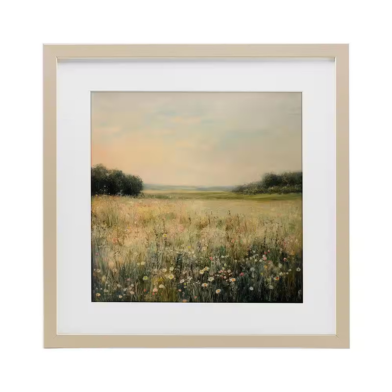 Warm Wildflower Landscape by Petal Prints Design 1 Piece Birch under Glass Frame