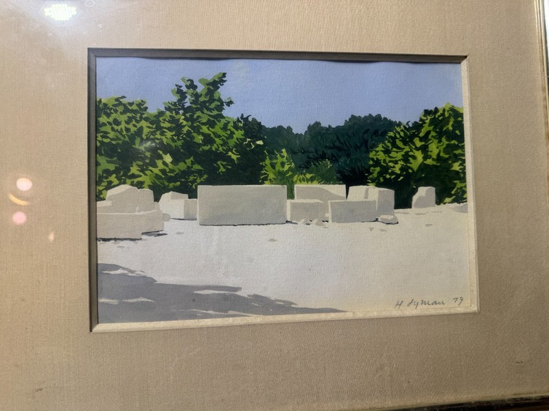 H Lyman 1979 "A Landscape Scene" Watercolor/Gouache Painting - Signed And Framed gallery