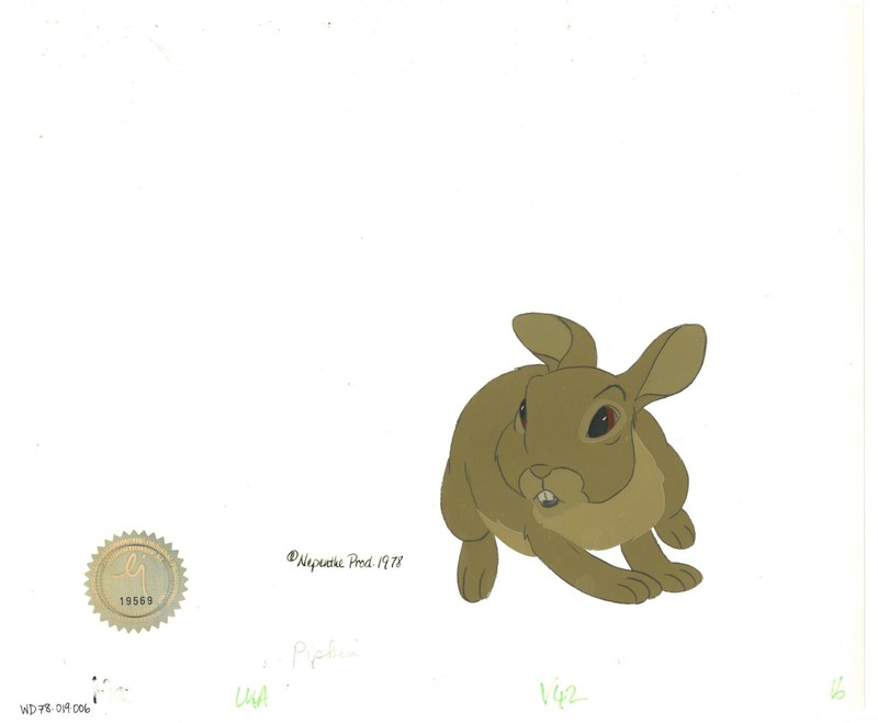 Watership Down 1978 Production Animation Cel Pipkin LJE Seal and COA 019-006