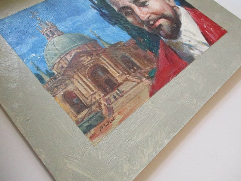 VINTAGE ICON PORTRAIT OIL PAINTING RELIGIOUS COLLECTION LISTED AMERICAN ARTIST gallery