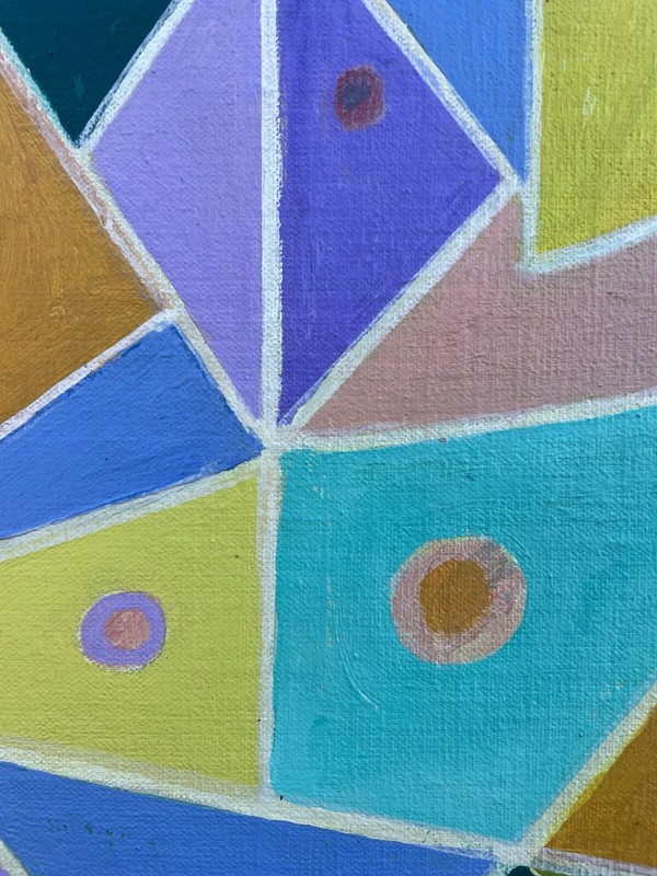 Oil Painting Abstract Figure Composition Danish Midcentury 40x27cm gallery