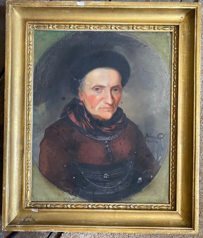 PORTRAIT BIEDERMEIER COSTUME FRAME ANTIQUE C. 1820 LIKENESS NOBLEMAN EMPIRE OLD