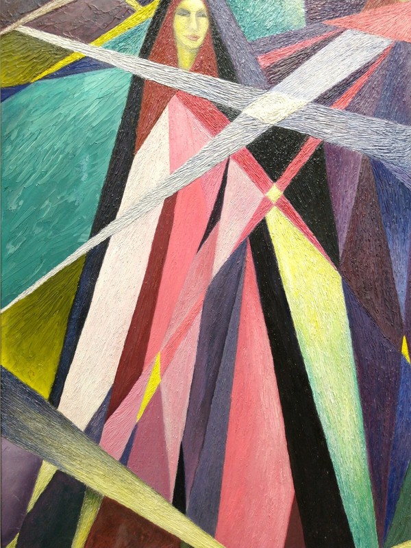 GOLDA ROSE SEMI-ABSTRACT IMPASTO OIL PAINTING "THE MAGICIAN" SIGNED & DATED 1978 gallery