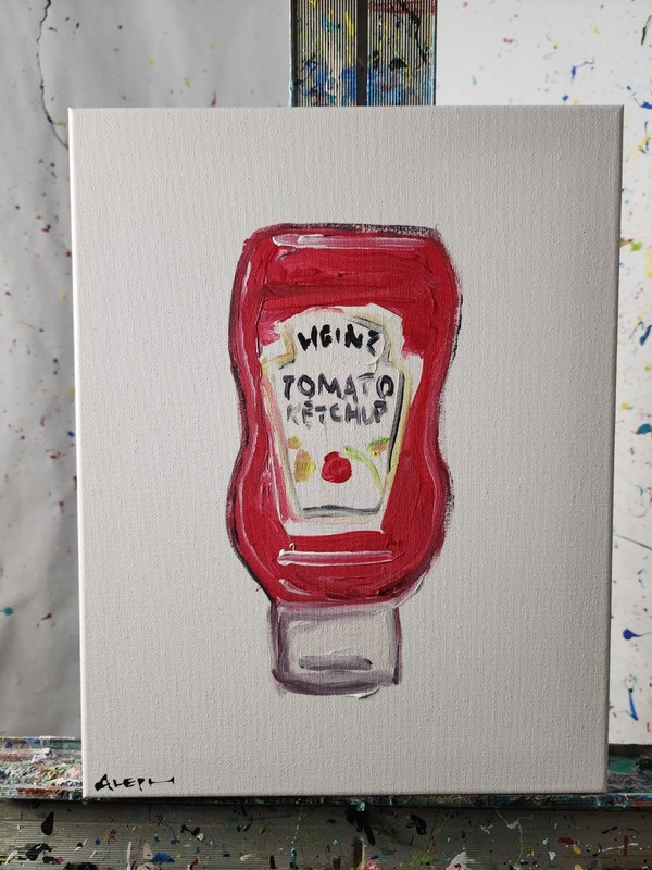 Aleph Original Art Ketchup 14x11 Abstract Expressionist Original Painting Canvas gallery
