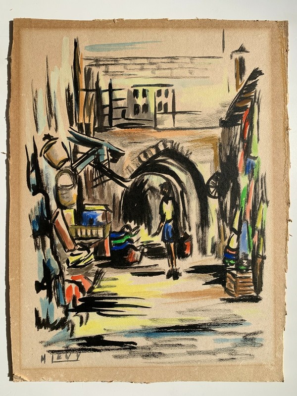 M Levy (20th Century) Beautiful Post-Impressionism Watercolor Painting gallery
