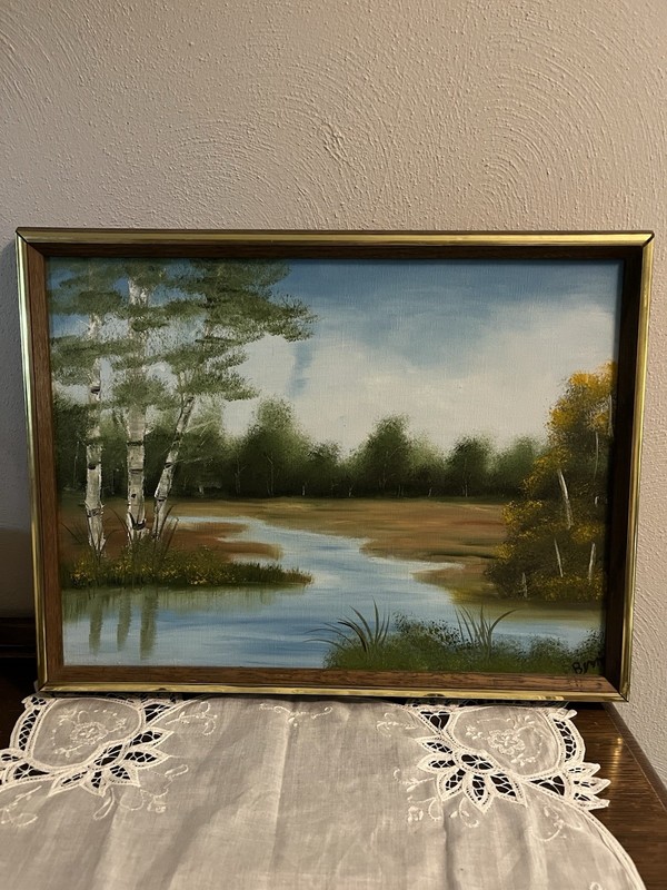 Birch Tree By Water Painting
