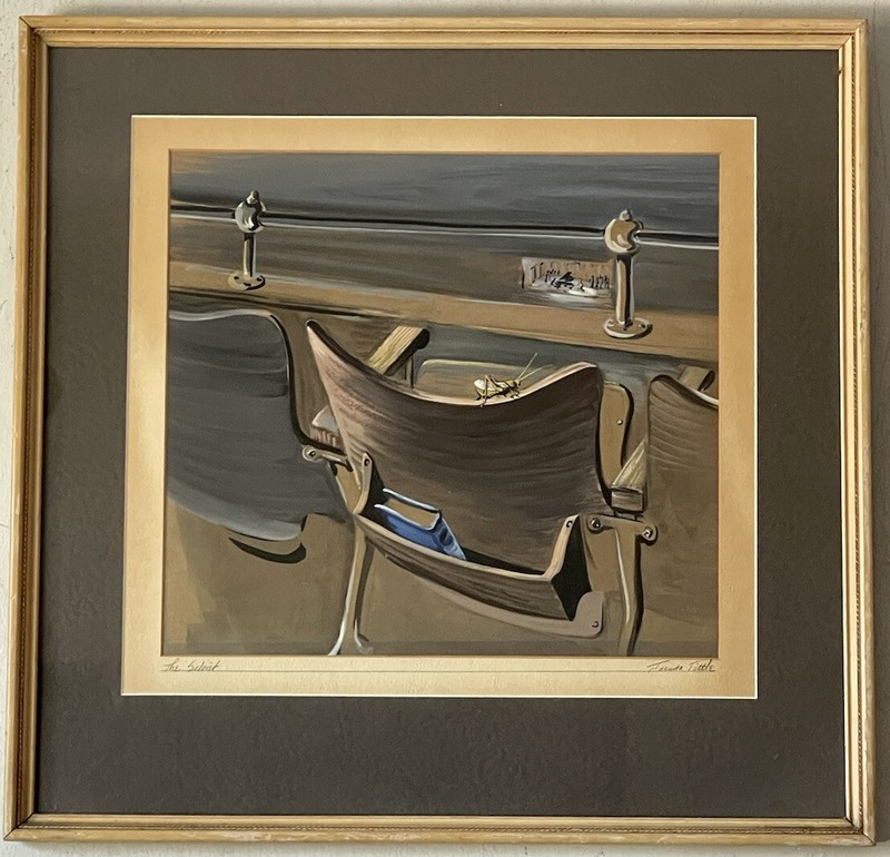 JUANITA TITTLE ANTIQUE MODERN SURREALIST OIL PAINTING OLD JAZZ MUSIC CONCERT 50s