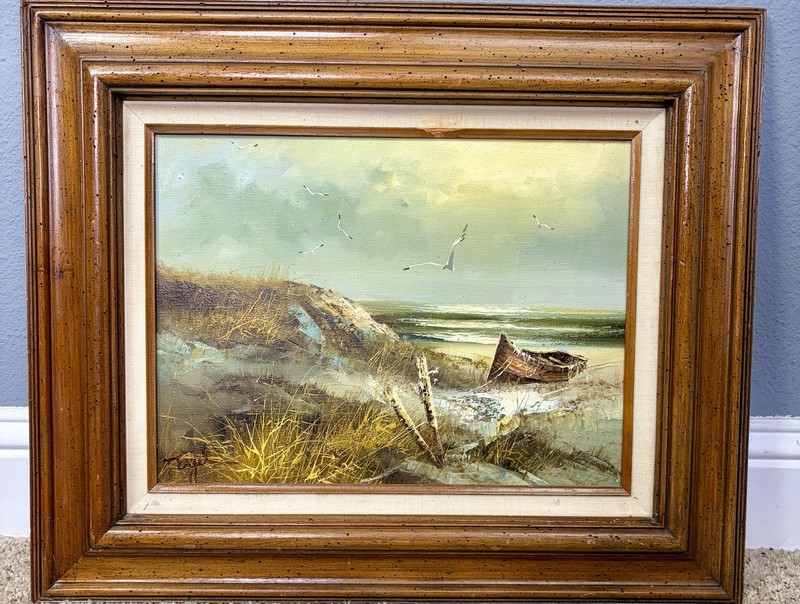 Original Oil Painting by Howard Gailey Beach Scene On Canvas