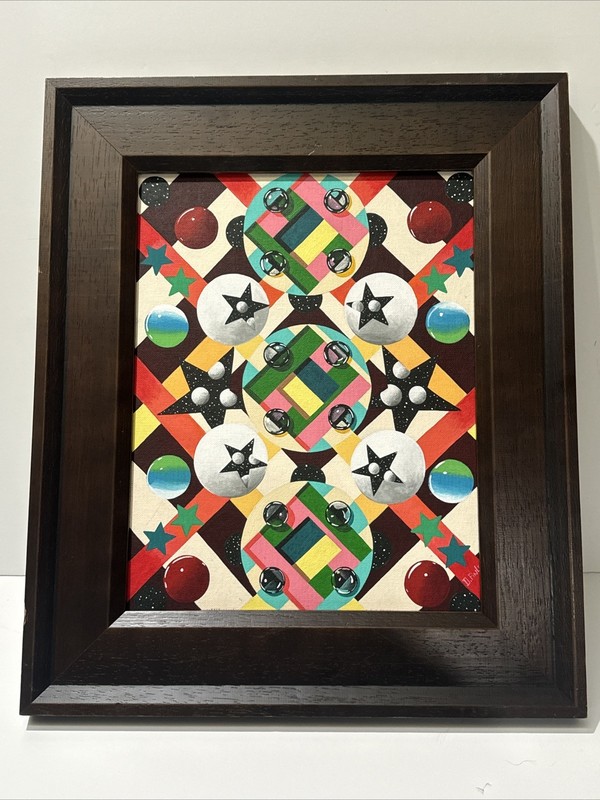 VINTAGE ABSTRACT PAINTING POP OP GEOMETRIC MODERNIST MODERNISM SIGNED FINLEY