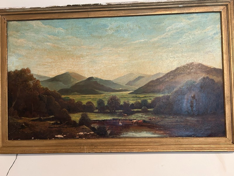 ANTIQUE OIL PAINTING SIGNED C. W. KNAPP HUDSON RIVER SCHOOL..