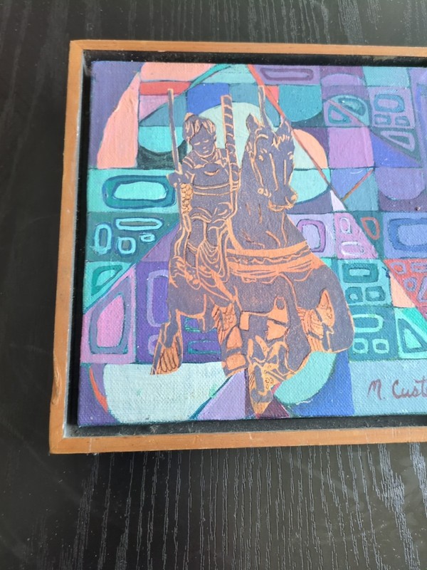 Mid Century Modern Danish Art MCM Acrylic Or Oil Painting Artist Signed gallery