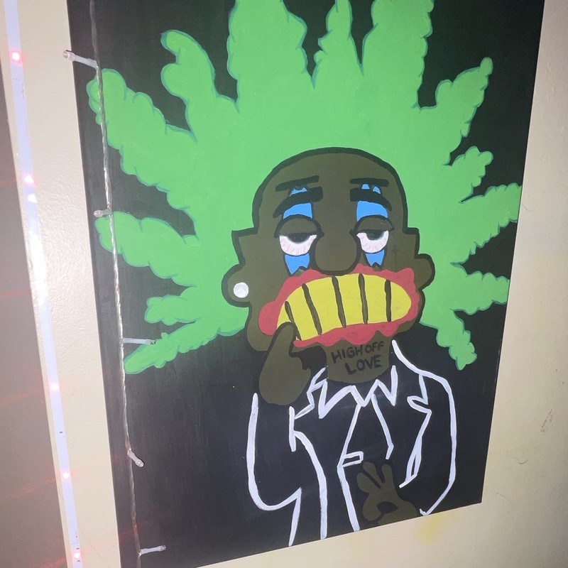 Cartoon Portrait Figure Painting Unframed Contemporary Art "HIGH OFF LOVE" gallery