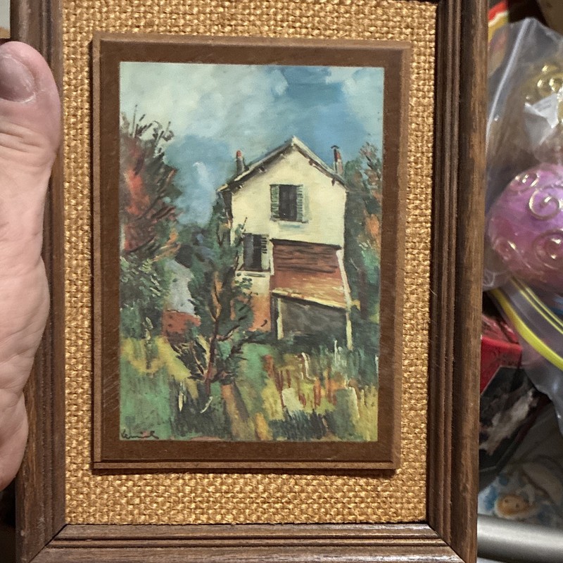 V. Lominide Framed Signed Impressionist House Landscape Painting, Small