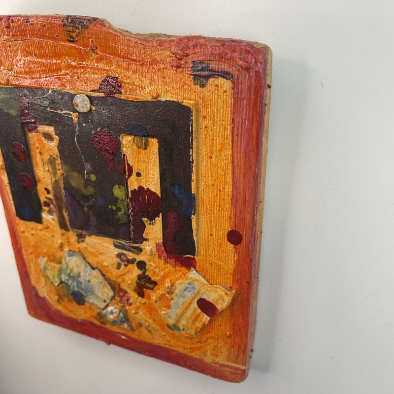 Original Abstract Painting Assemblage On Reclaimed Wood Signed gallery