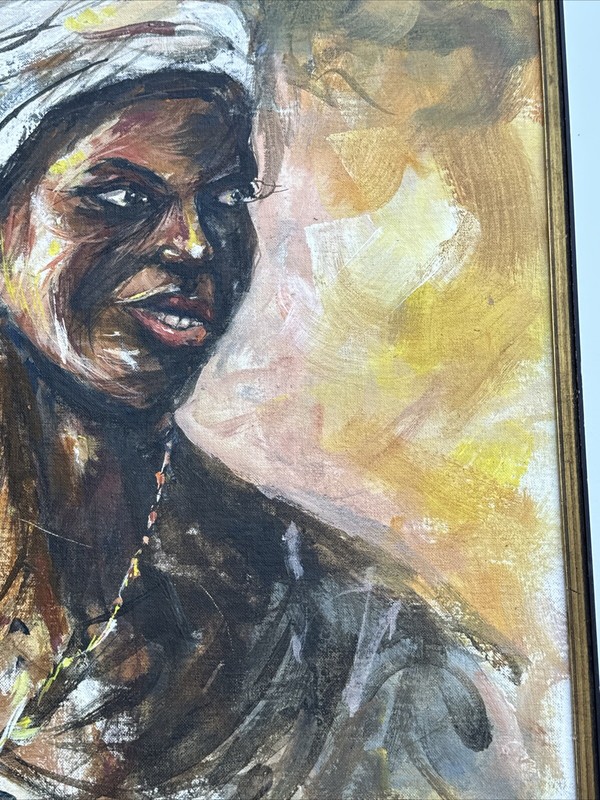 ROBERT RUCKER PAINTING BLACK PORTRAIT LISTED FAMOUS LOUISIANA WOMAN MID CENTURY gallery