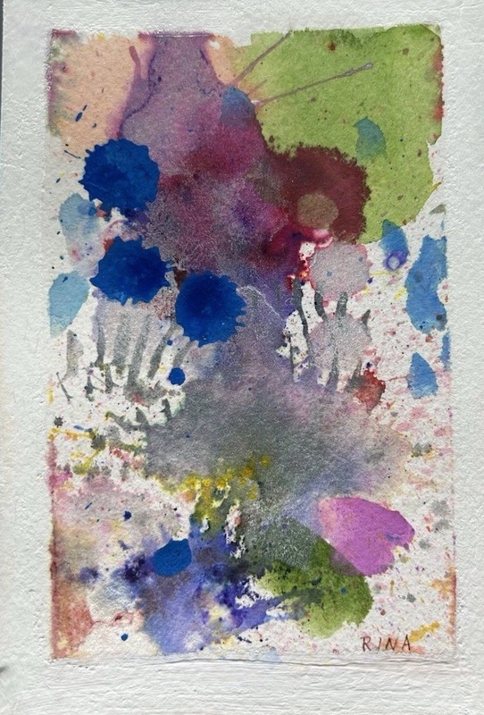 Small Abstract Art 6”x4” Original Watercolor Painting Coral Reef 21 by Miss Rina
