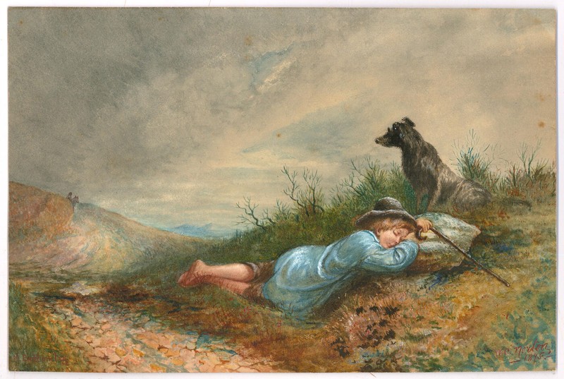 W. C. Norton - 1845 Watercolour, A Watchful Eye gallery