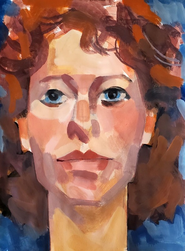 ORIG. Gouache PAINTING 9″ x12″ Female Portrait Study #10 G.Freeman US