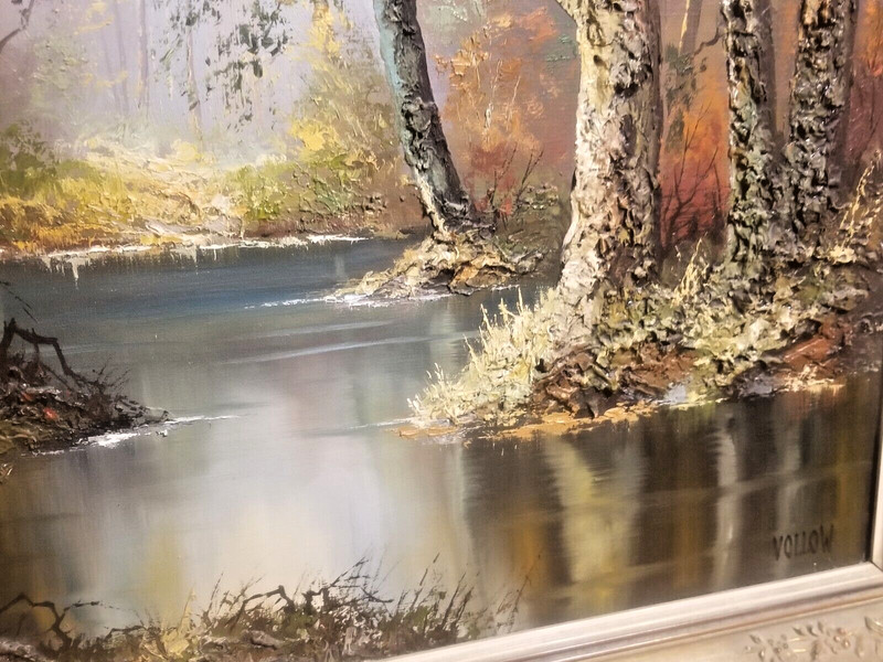 BEAUTIFUL Lg WOODLAND LANDSCAPE O/C TEXTURED PAINTING 3D VON VALLOW AMAZING WORK gallery